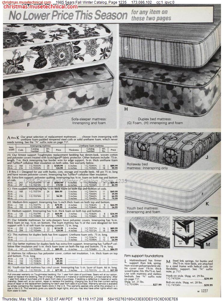1985 Sears Fall Winter Catalog, Page 1235