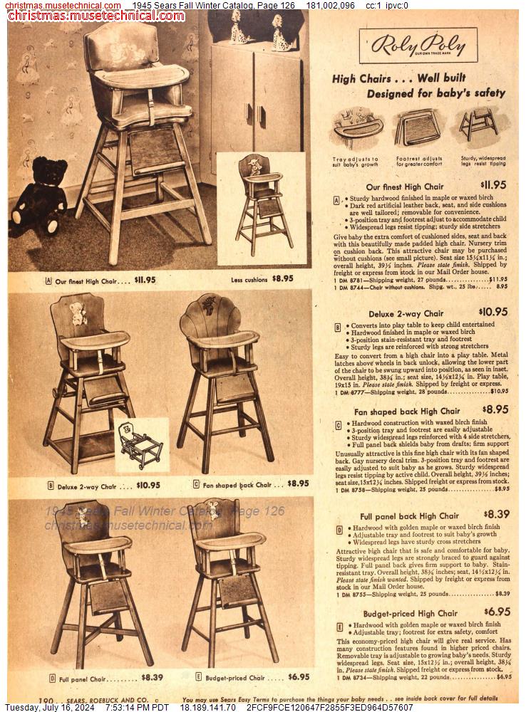 1945 Sears Fall Winter Catalog, Page 126
