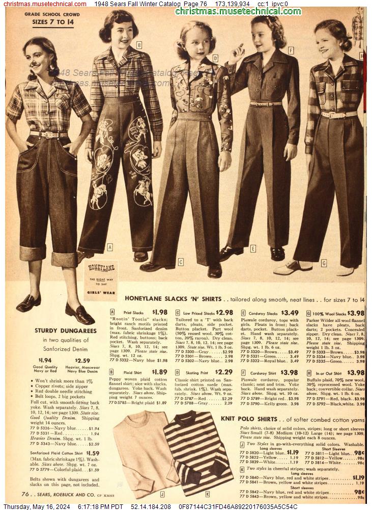 1948 Sears Fall Winter Catalog, Page 76