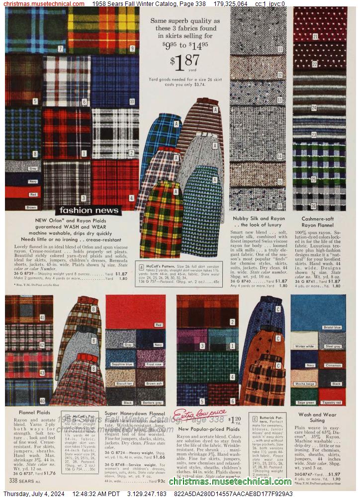 1958 Sears Fall Winter Catalog, Page 338