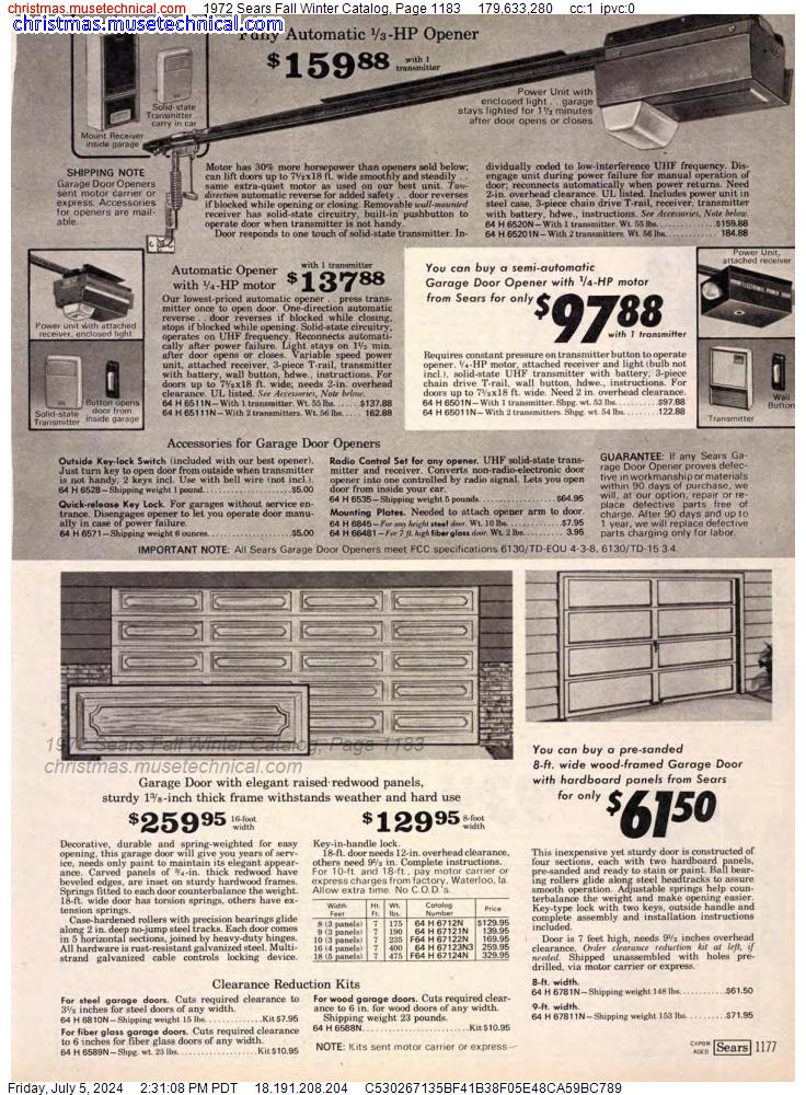 1972 Sears Fall Winter Catalog, Page 1183