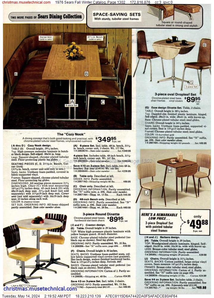 1976 Sears Fall Winter Catalog, Page 1302