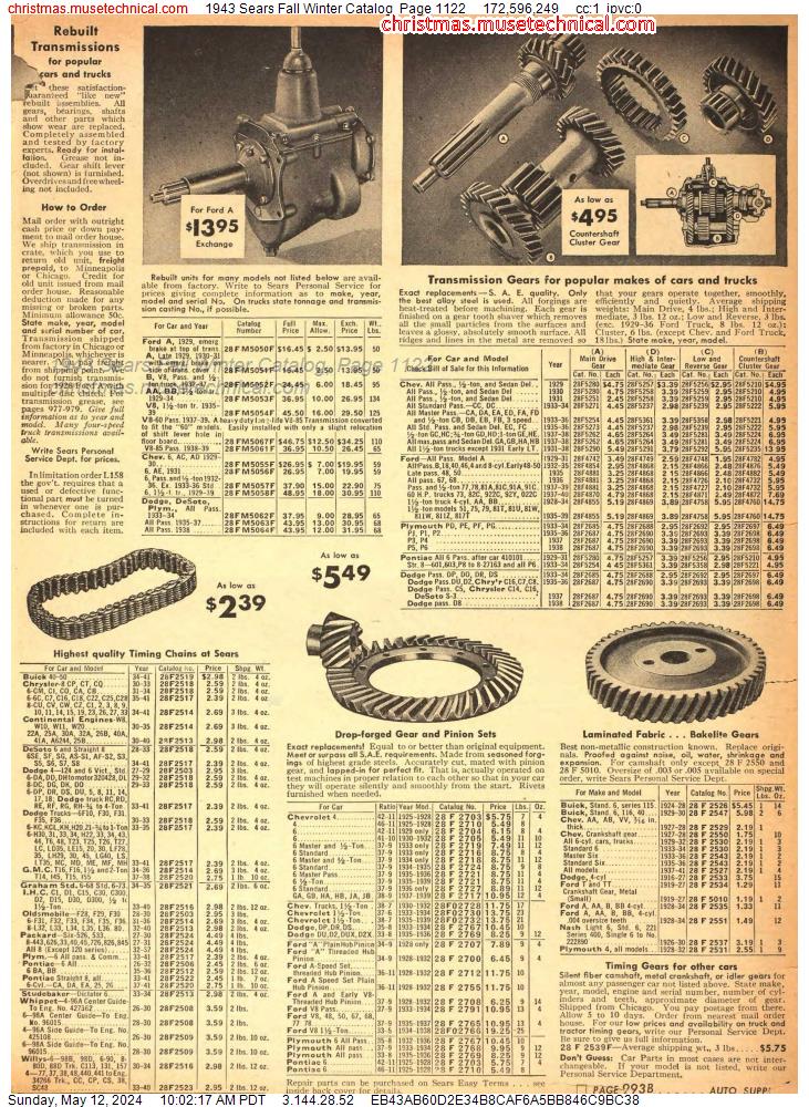 1943 Sears Fall Winter Catalog, Page 1122