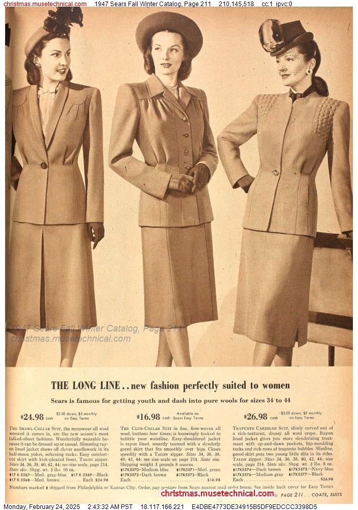 1947 Sears Fall Winter Catalog, Page 211