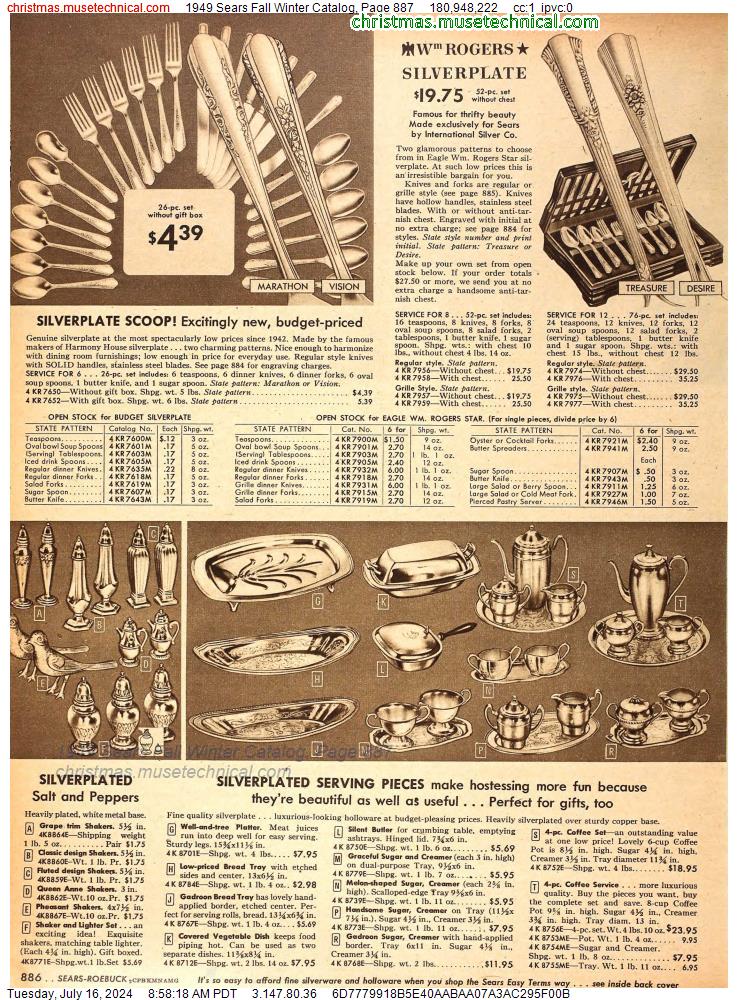 1949 Sears Fall Winter Catalog, Page 887