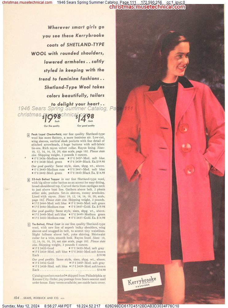 1946 Sears Spring Summer Catalog, Page 111