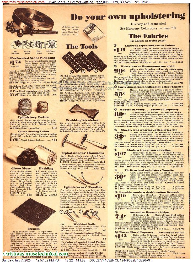 1942 Sears Fall Winter Catalog, Page 805