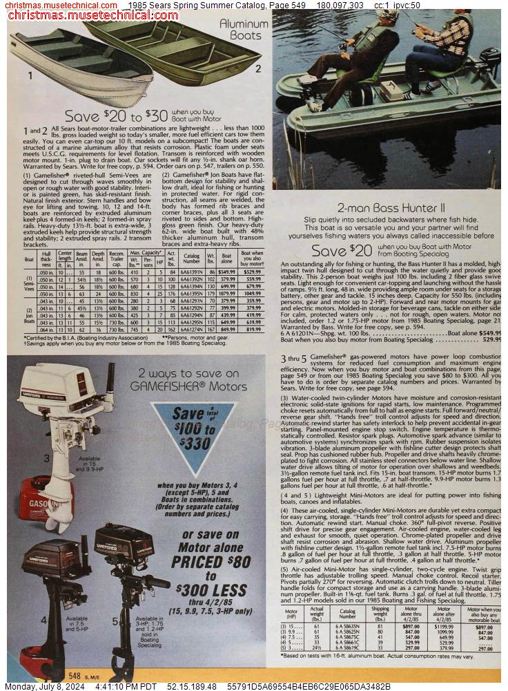 1985 Sears Spring Summer Catalog, Page 549