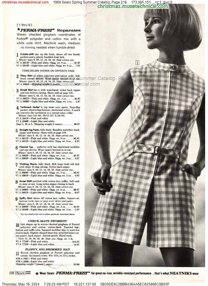 1969 Sears Spring Summer Catalog, Page 218