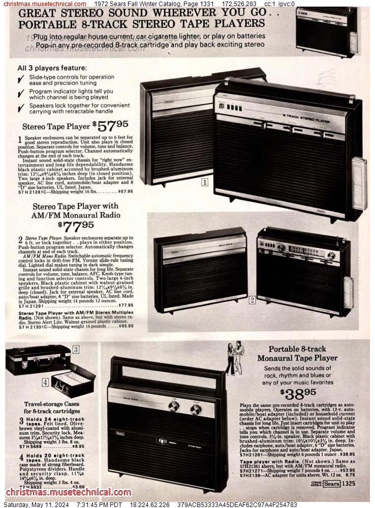 1972 Sears Fall Winter Catalog, Page 1331