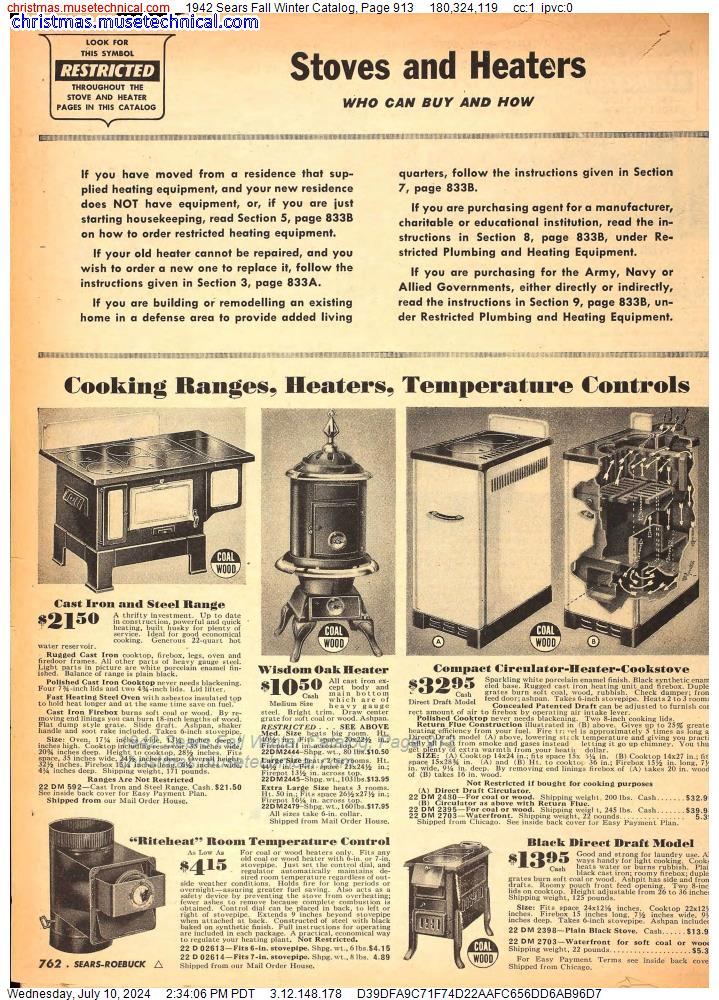 1942 Sears Fall Winter Catalog, Page 913