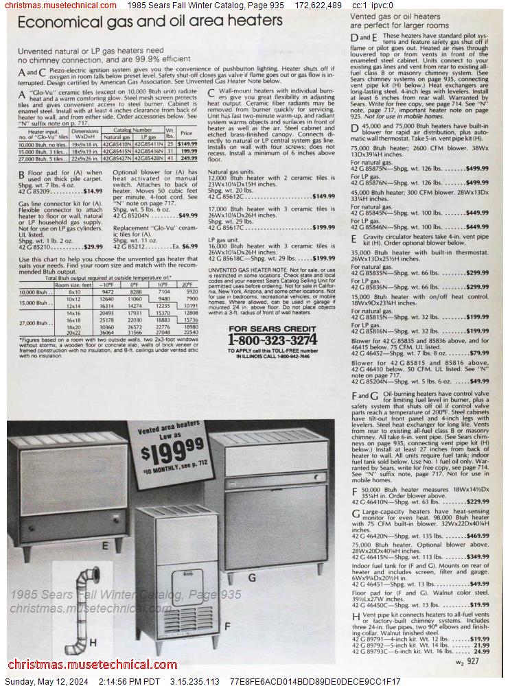 1985 Sears Fall Winter Catalog, Page 935