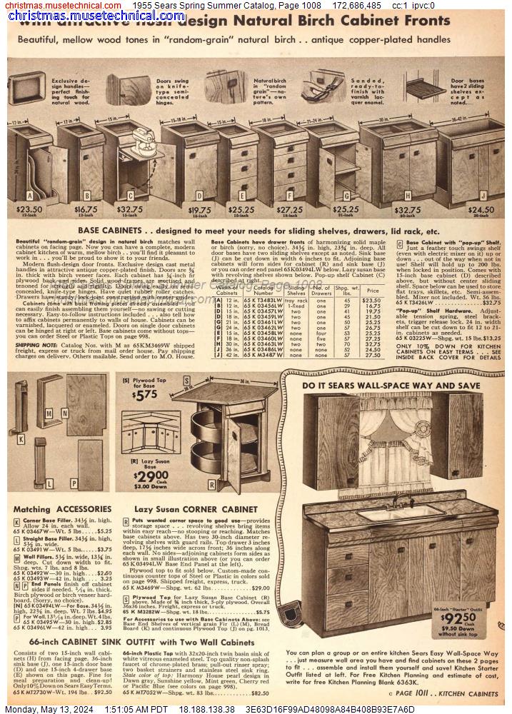 1955 Sears Spring Summer Catalog, Page 1008