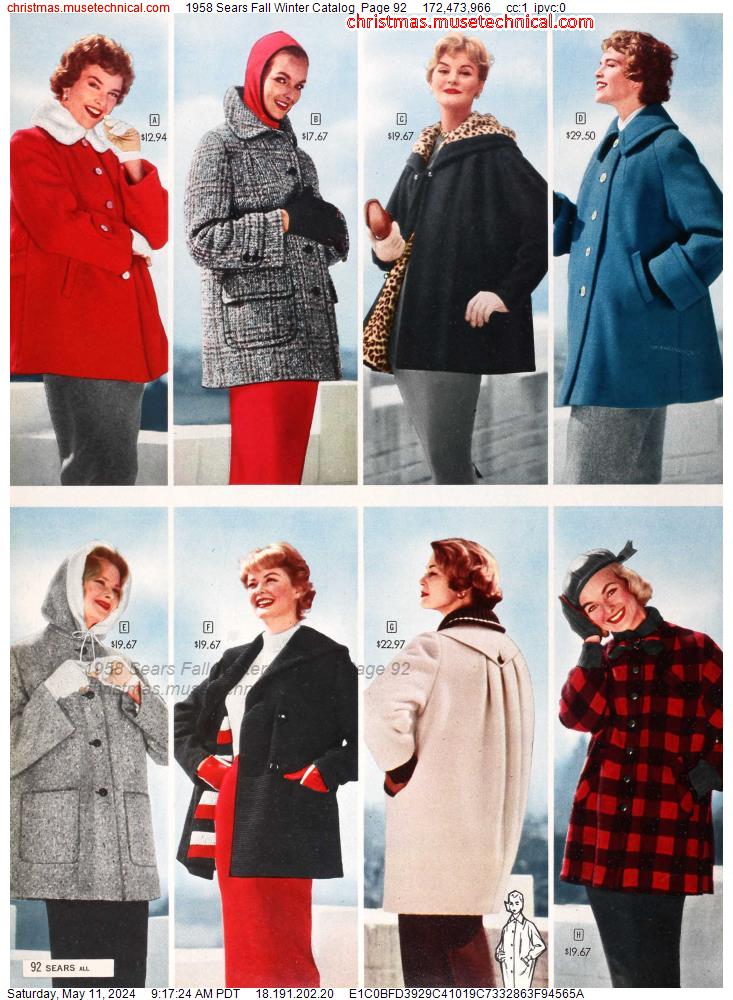 1958 Sears Fall Winter Catalog, Page 92