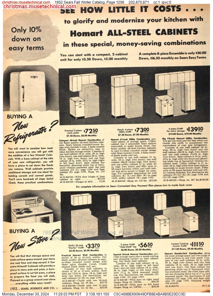 1952 Sears Fall Winter Catalog, Page 1206