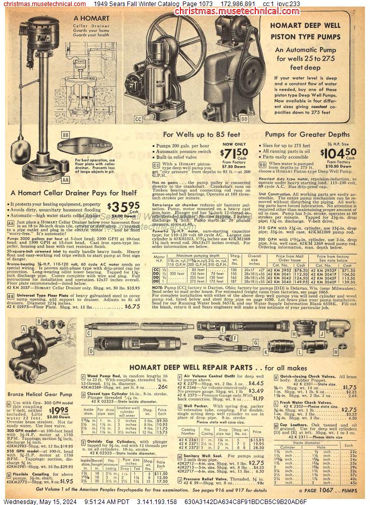 1949 Sears Fall Winter Catalog, Page 1073