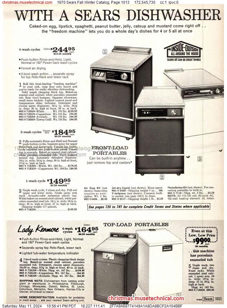 1970 Sears Fall Winter Catalog, Page 1013