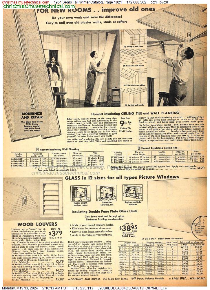1951 Sears Fall Winter Catalog, Page 1021