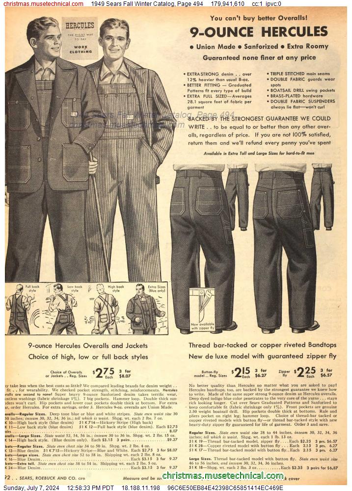 1949 Sears Fall Winter Catalog, Page 494