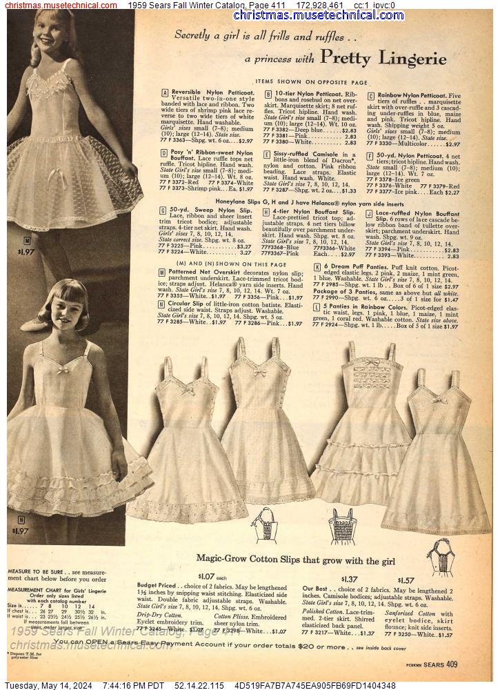 1959 Sears Fall Winter Catalog, Page 411