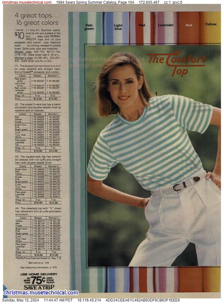 1984 Sears Spring Summer Catalog, Page 104
