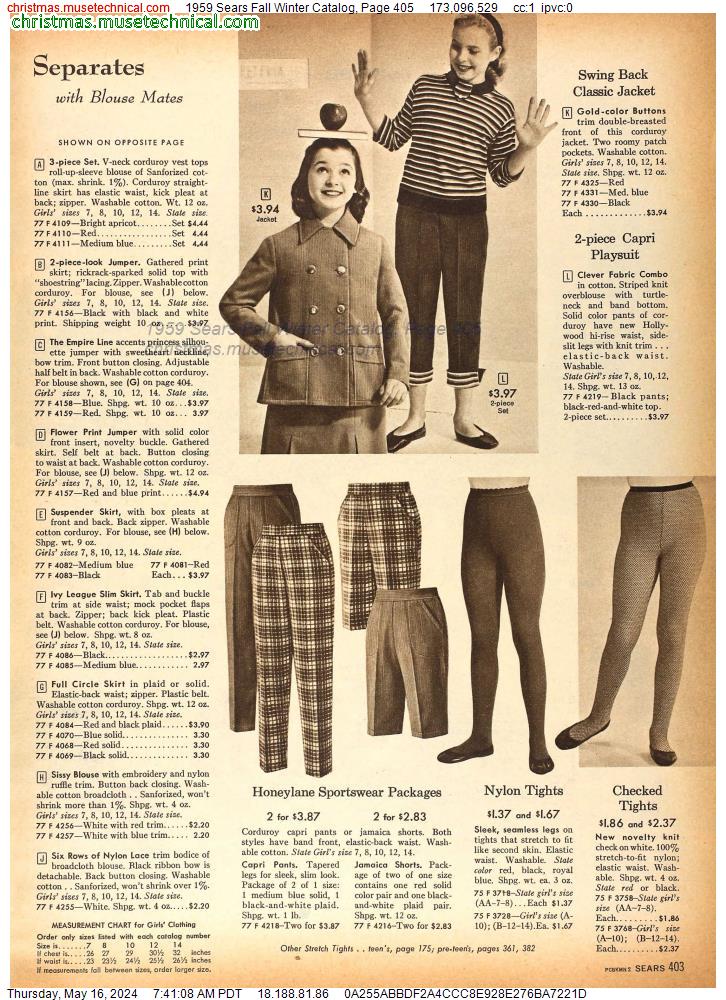 1959 Sears Fall Winter Catalog, Page 405