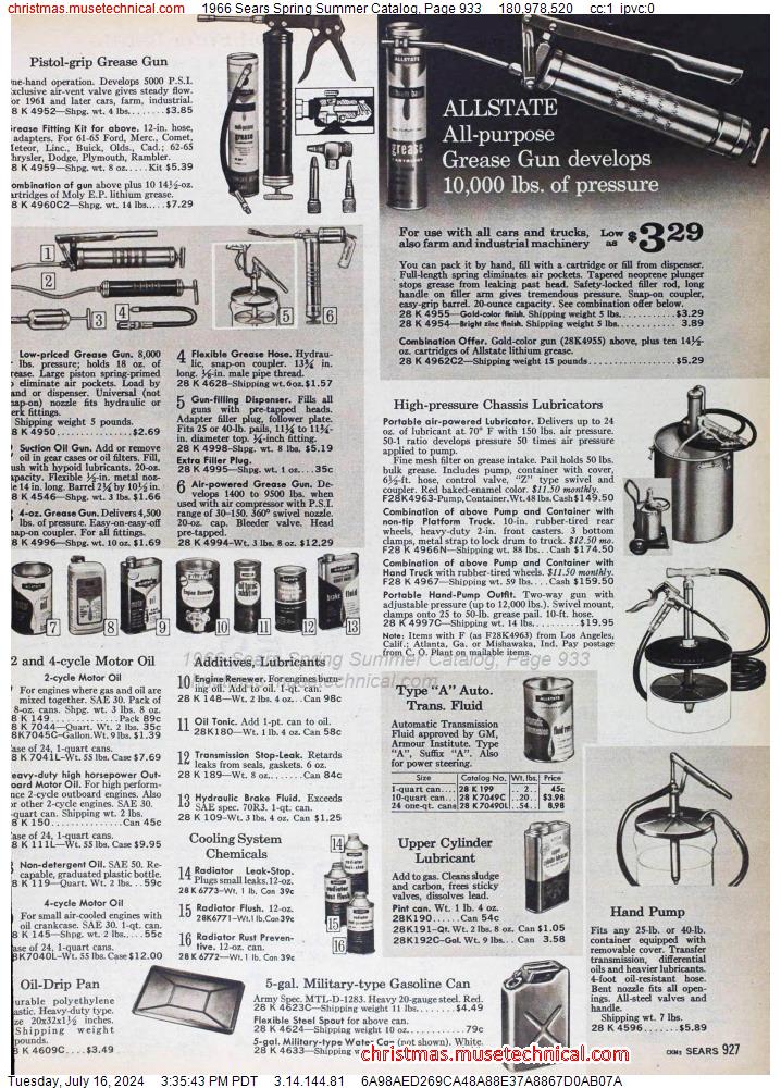 1966 Sears Spring Summer Catalog, Page 933