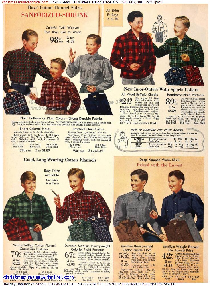 1940 Sears Fall Winter Catalog, Page 375