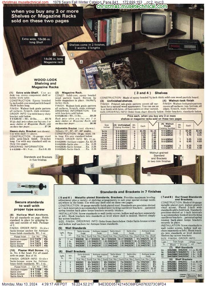 1976 Sears Fall Winter Catalog, Page 841