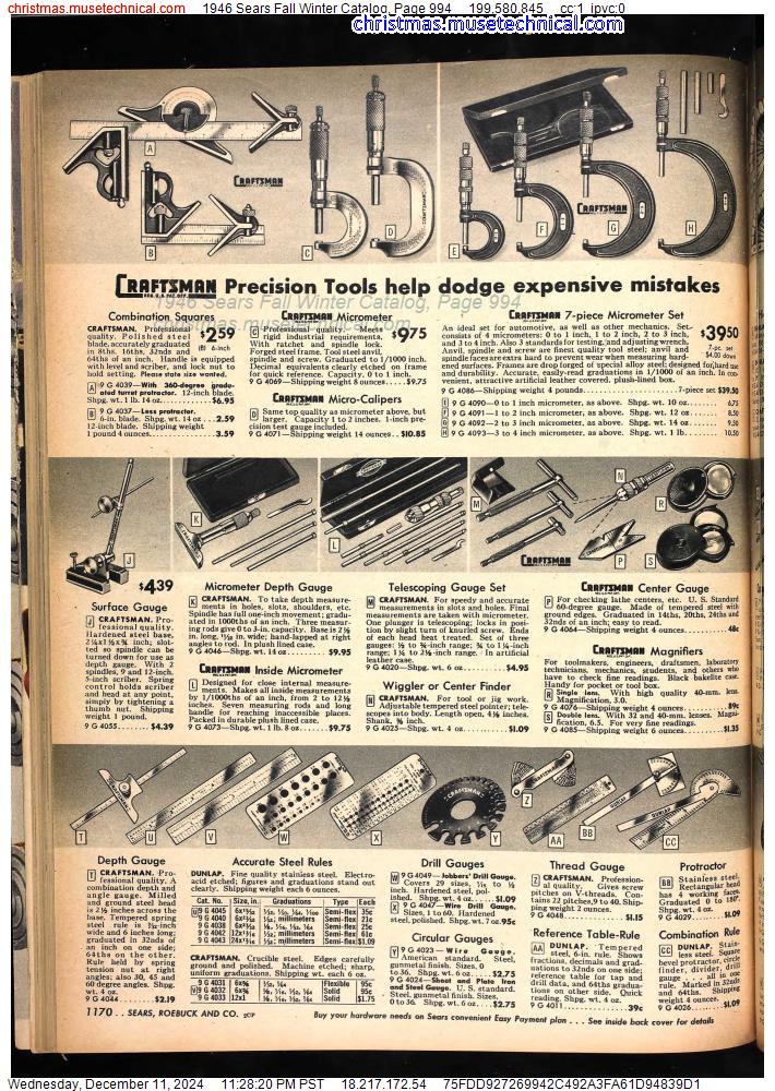 1946 Sears Fall Winter Catalog, Page 994