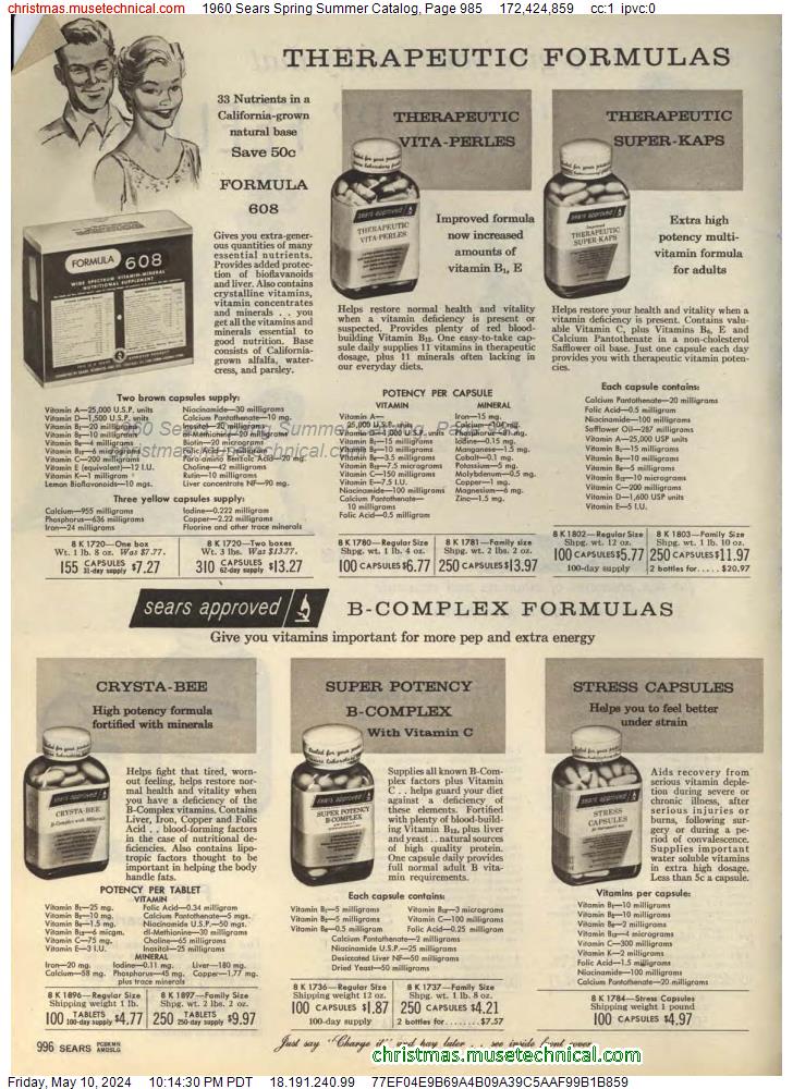1960 Sears Spring Summer Catalog, Page 985