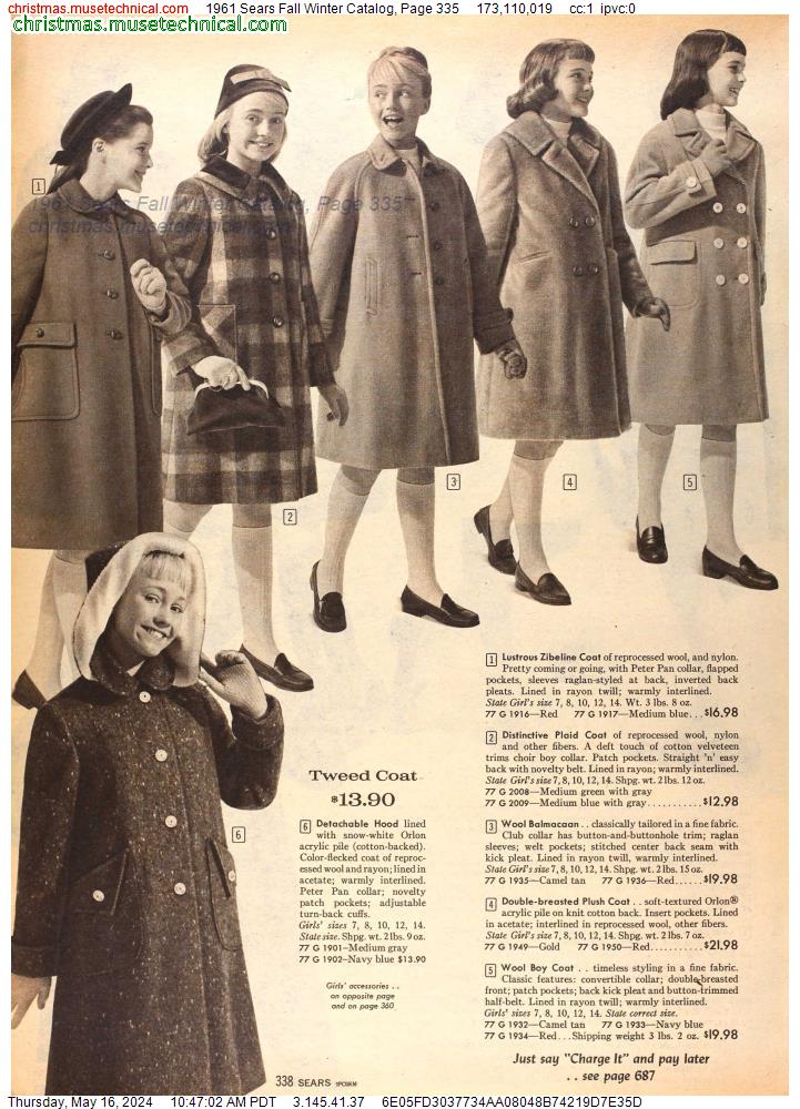 1961 Sears Fall Winter Catalog, Page 335
