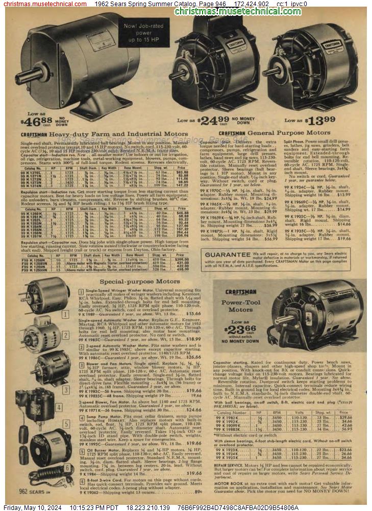 1962 Sears Spring Summer Catalog, Page 946