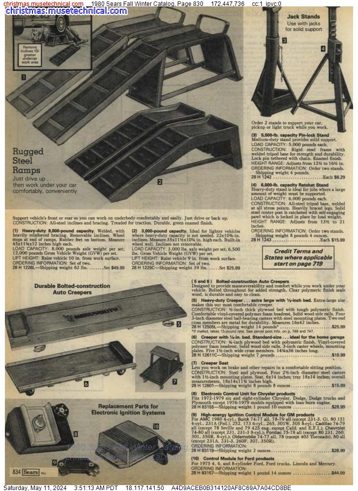 1980 Sears Fall Winter Catalog, Page 830