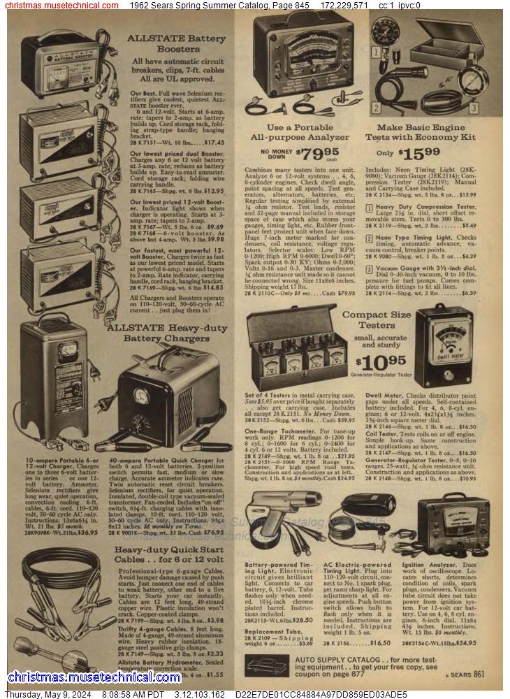 1962 Sears Spring Summer Catalog, Page 845