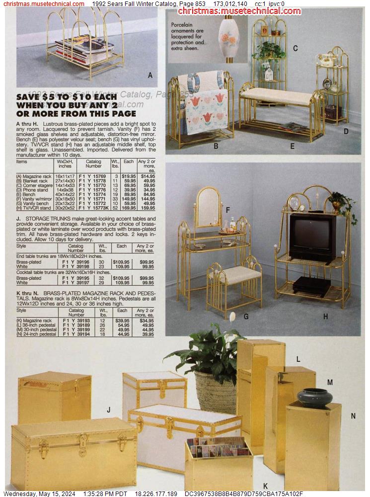 1992 Sears Fall Winter Catalog, Page 853