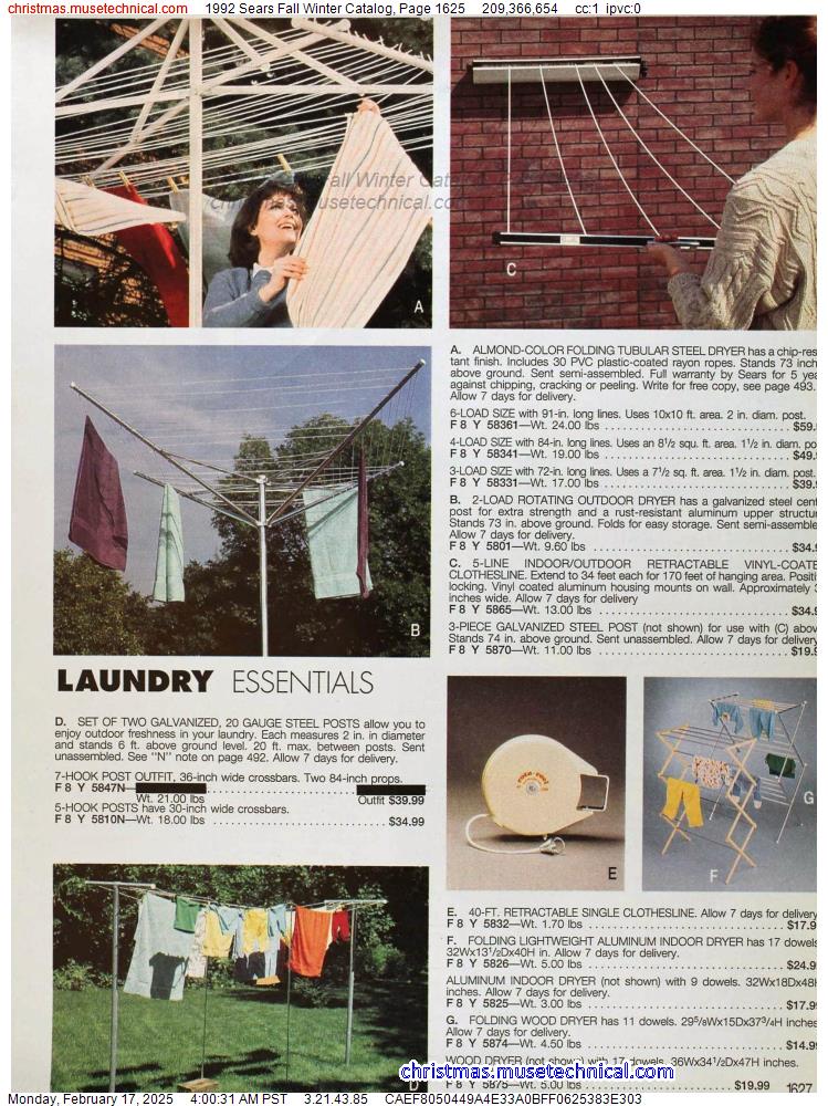 1992 Sears Fall Winter Catalog, Page 1625