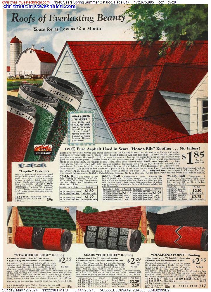 1940 Sears Spring Summer Catalog, Page 847