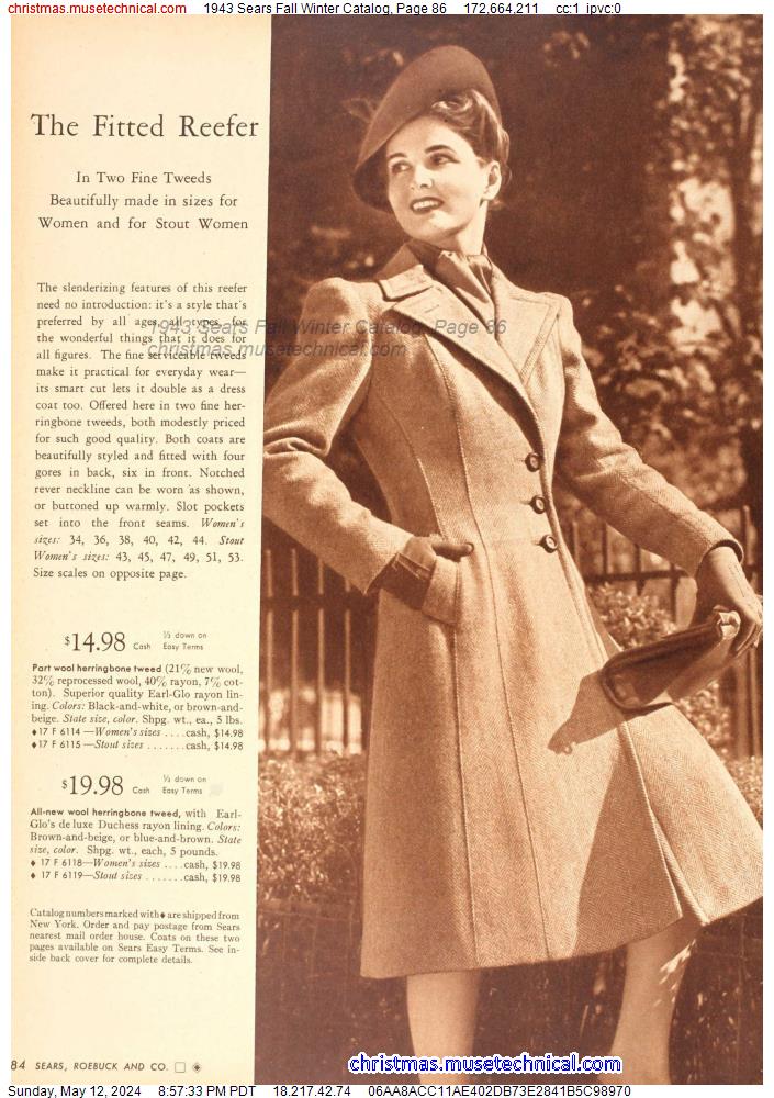 1943 Sears Fall Winter Catalog, Page 86