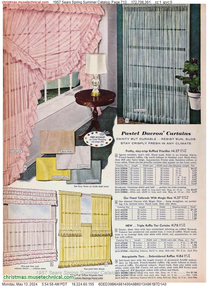 1957 Sears Spring Summer Catalog, Page 713