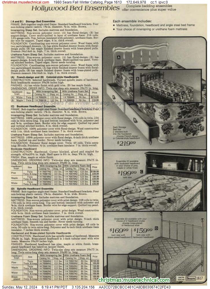 1980 Sears Fall Winter Catalog, Page 1613