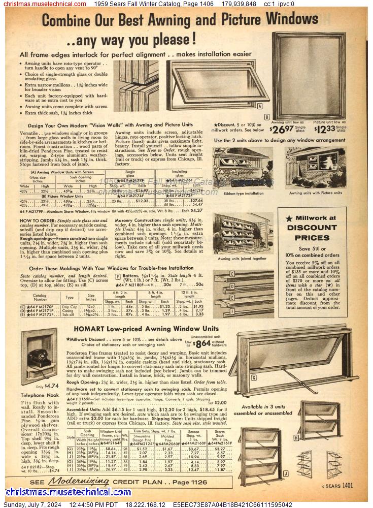 1959 Sears Fall Winter Catalog, Page 1406