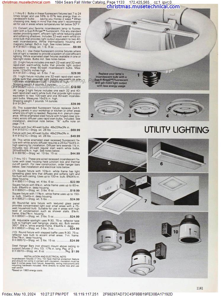 1984 Sears Fall Winter Catalog, Page 1133