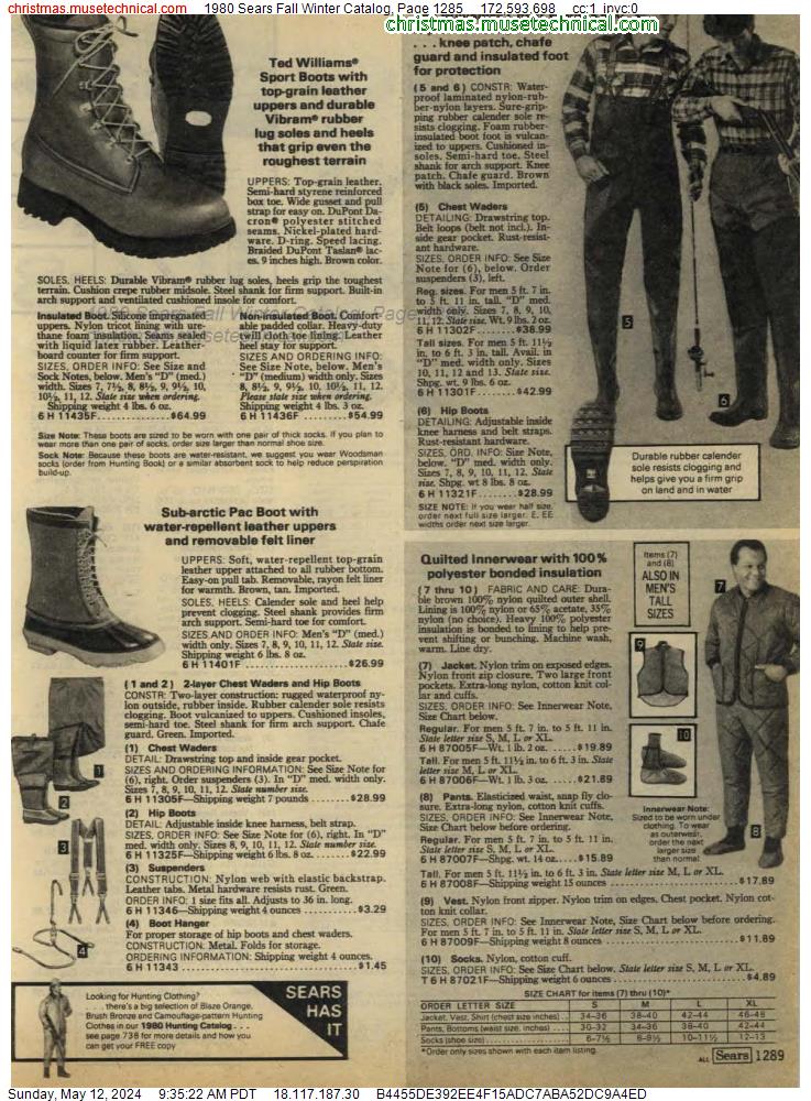 1980 Sears Fall Winter Catalog, Page 1285