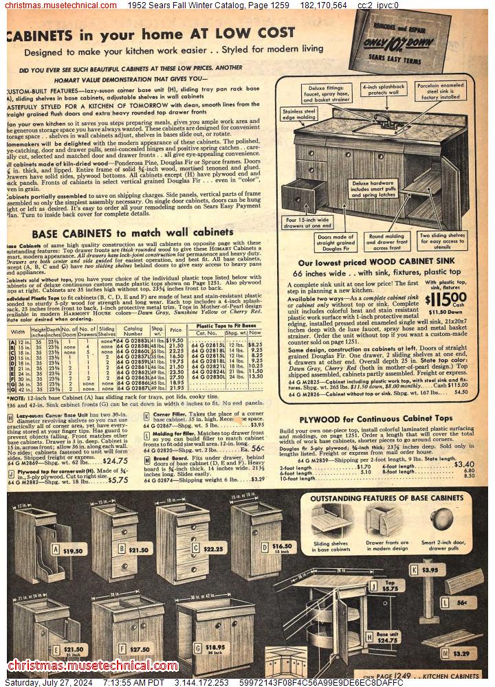 1952 Sears Fall Winter Catalog, Page 1259