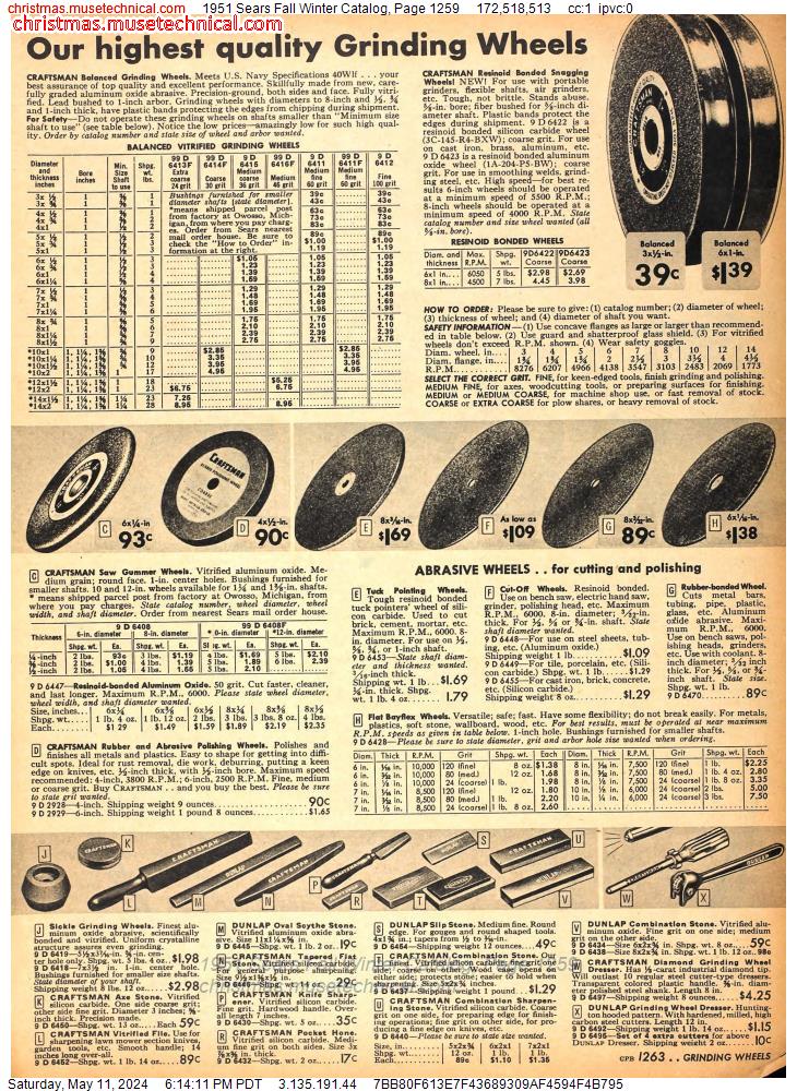 1951 Sears Fall Winter Catalog, Page 1259