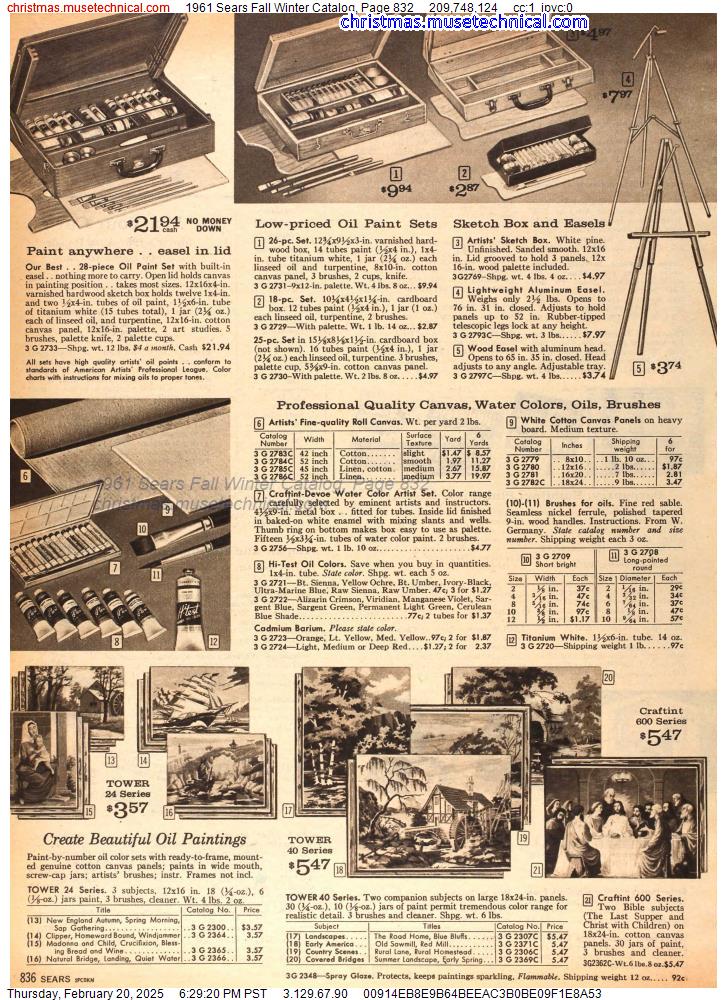 1961 Sears Fall Winter Catalog, Page 832