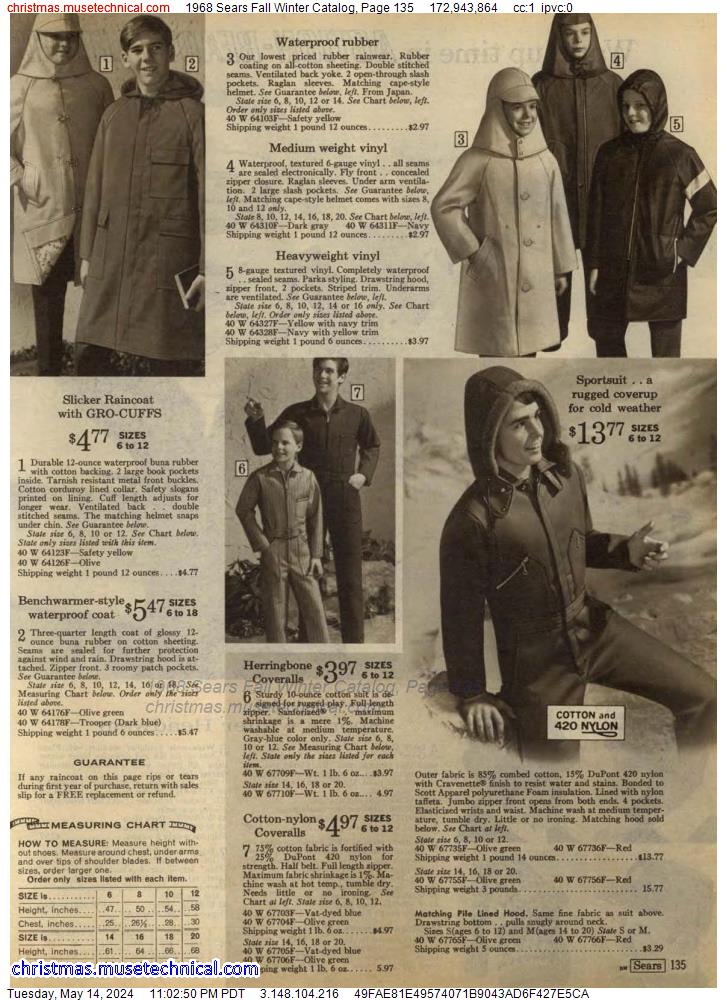 1968 Sears Fall Winter Catalog, Page 135