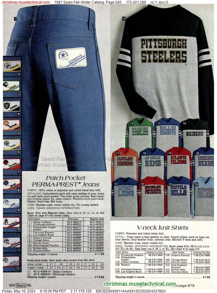 1981 Sears Fall Winter Catalog, Page 500