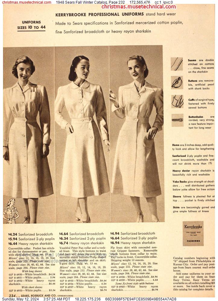1948 Sears Fall Winter Catalog, Page 232